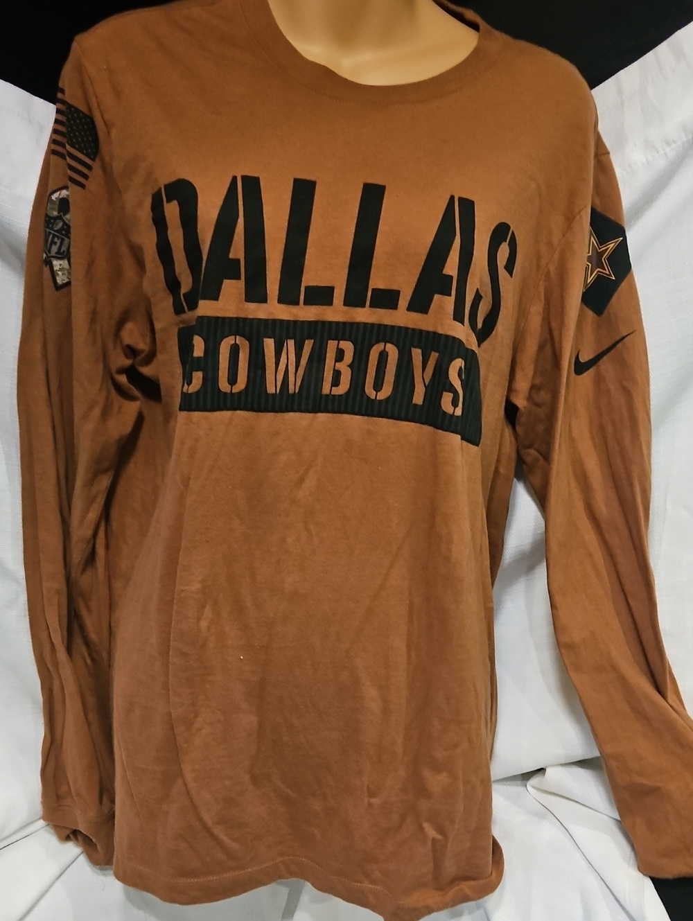 Nike Brown Dallas Cowboys Long Sleeve Tee with Black Graphics